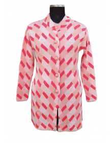 Women Long coat Pink Jacquard design